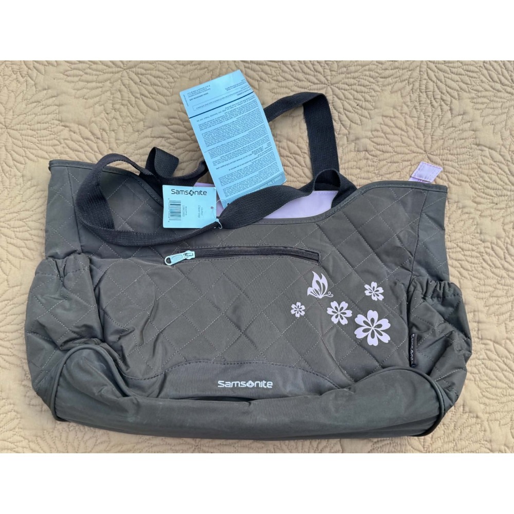 Samsonite Quilted Diaper Bag Brown Pink Changing Pad Insulated Bottle Bag NWT